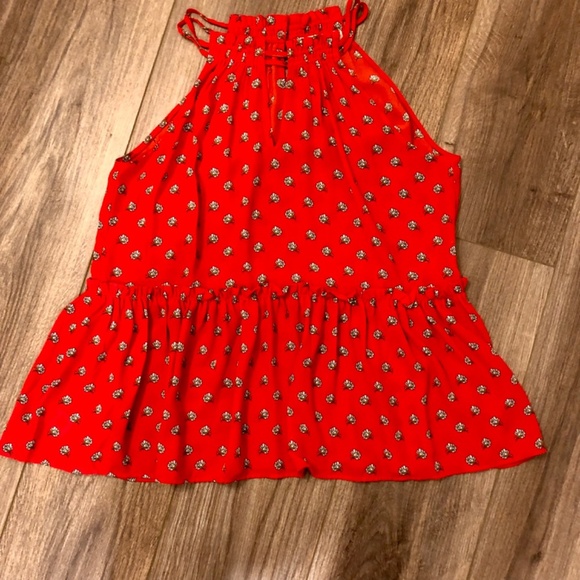 Loft red halter top flutter blouse size XS - Picture 4 of 7